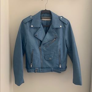 Vegan leather light blue Zara jacket